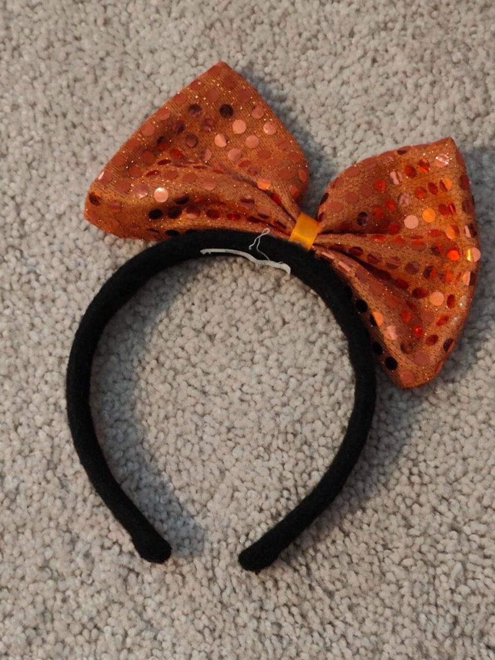 Orange sequin bow headband